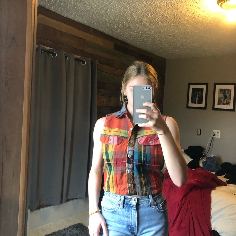 Vintage western button up tank top